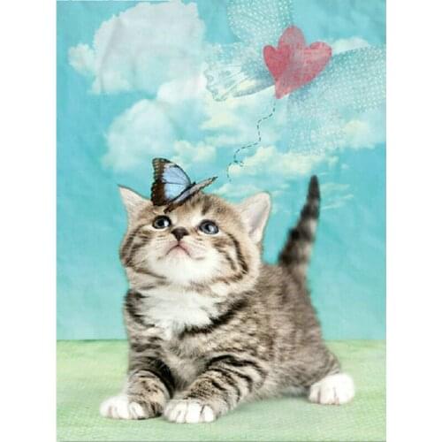 YIKEE Diamond Painting Black and White Cat 5D DIY Diamond Embroidery Mosaic Picture Of Rhinestone Decoration Home k670