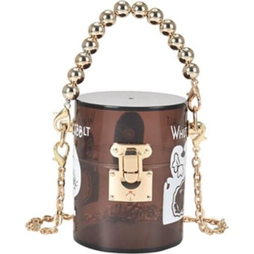 Bag women PVC cylindrical bag chain crossbody jelly bag 2021 new transparent lady handbag