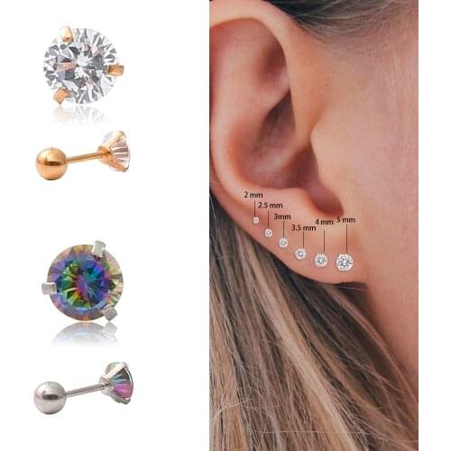 Small Round Cz Tragus Cartilage Rook Helix Snug Conch Earring 16G Prong Gem Monroe Tragus Helix Ear Piercing 1PCS