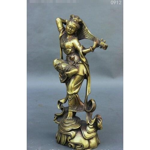 10" Tibetan Pure Saraswati Fairy of Wonderful Sound Belle Goddess Statue