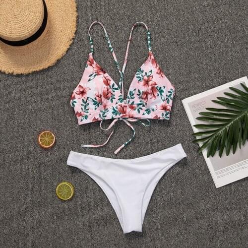 Hawaiian Printing 2021 Bikinis Mujer Swimsuit Female Swimwear Women Summer Beach Biquini Top Wrap Bathing Suit 2 Peice Set