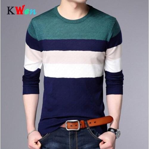 2018 New Autumn Fashion Brand Casual Sweater O-Neck Striped Slim Fit Knitting Mens Sweaters And Pullovers Men Pullover Men