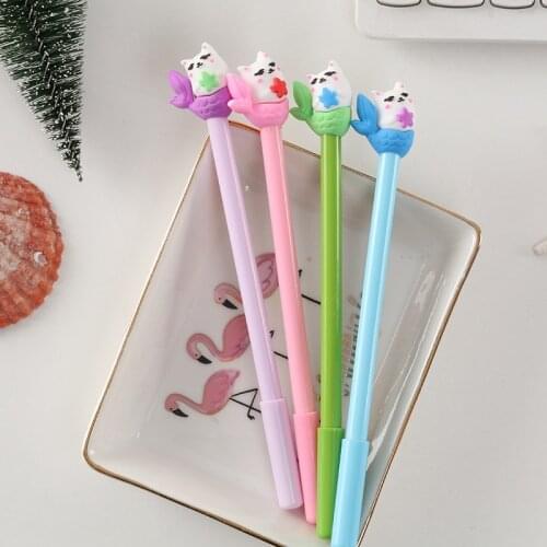 24 Pcs Creative Cartoon Mermaid Styling Gel Pen Student Learning Office Writing Stationery Black Pen Wholesale cute stationary