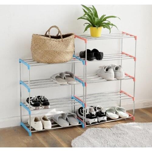 3/4 Layers Shoe Rack Assembled Easy Installation Stainless Steel Household Slipper Storage Shelf for Home Multi-layer Simple