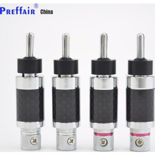 4 pieces Rhodium Plated Banana Plug Carbon Fiber Speaker 9mm Cable Connector HI-END loudspeaker Audio Banana plug