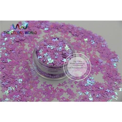 FI-2 Butterfly bowknot shapesPearlescent Iridescent Light PurpleColors confetti glitter for nail Art DIY decoration 1pack=50g