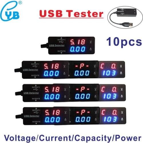 Free Shipping 10pcs USB Tester DC 3.2-30V Voltmeter Current Meter Power Battery Capacity Indicator Ampere Meter LED USB Charger