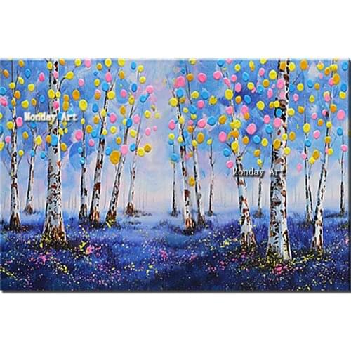Large art 100% Hand Painted Tree Landscape Oil Paintings on Canvas Abstract landscape Pictures Wall Decoration For Living Room