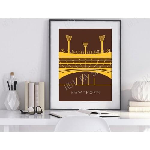 Afl hawthorn, mcg, hawthorn, hawks, football art, footy art, afl print, footy print, hawthorn hawks, aussie rules, melbourne