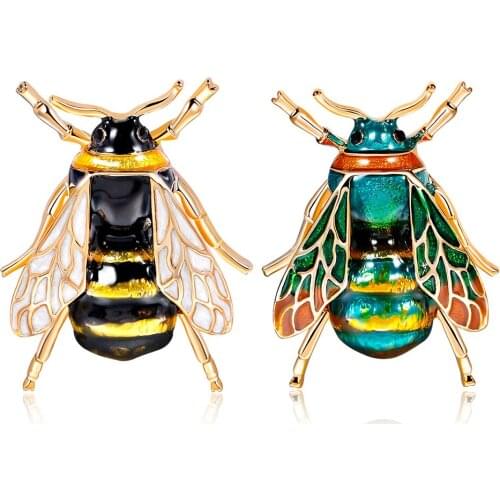 Cute Yellow Green Bee Enamel Pin Brooches For Women Men Accessories Gold Color Alloy Insect Bumblebee Pins Brooch Jewelry Gifts