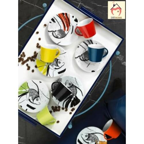 Turkish Coffee Cups With Saucers 12 pcs Ceramic Cup Set Espresso Kitchen Party Drink Ware Home Decor Creative Gifts