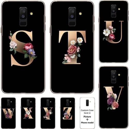 Flower 26 English Name Letters Custom Initial Case For Samsung Galaxy A6 2018 A600 A6 Plus 2018 A605 Soft Silicone Cover