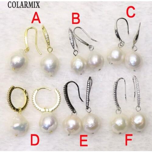 5 Pair Natural pearl earrings multi kinds zircon hook earrings small pearl charm drop earrings 9756