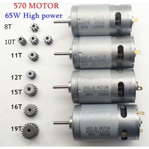 65W 6V 12V Baby motorcycle motor 570 high power drive dc motor 6V 12V 15000rpm 30000rpm 35000rpm