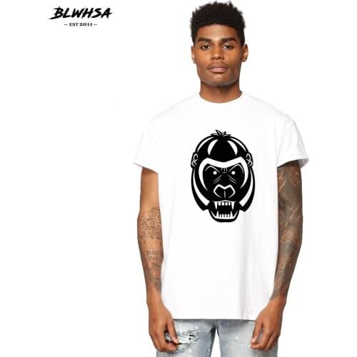BLWHSH Gorilla Printed T Shirt Men Fashion 100% Cotton Summer Cool T-shirt Funny Animal Design Gorilla Printing Men Plus Tops