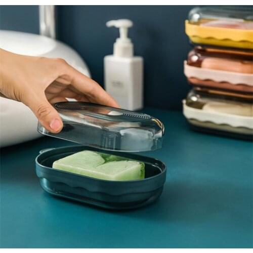 Bathroom Soap Box Waterproof Soap Case Dish with Cover Soap Holder Storage Rack Bathroom Accessories