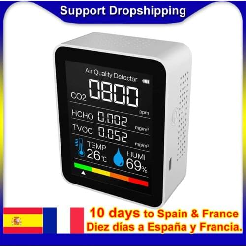 CO2 Meter Air Quality Monitor Smart Temperature & Humidity Sensor Tester Carbon Dioxide Monitor TVOC Formaldehyde Detector HCHO