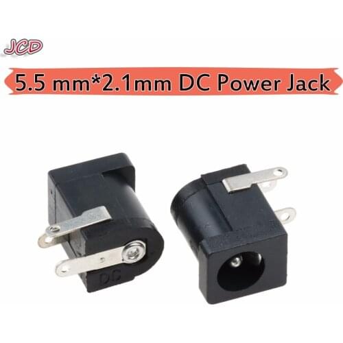 JCD PCB Mount 5.5 x 2.1 mm Female DC Power Black Jack Plug Socket Connector G08 Drop ship 5.5*2.1mm DC Power Jack Socket Female