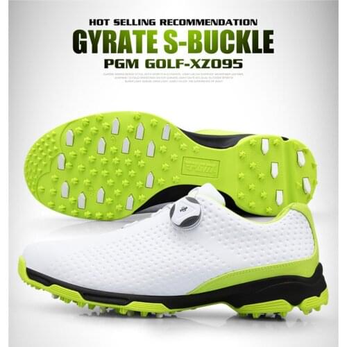 PGM Golf Shoes Men’S Casual Sports Models Fixed Nail Waterproof Breathable Sneakers Breathable Rubber Midsole White/Green