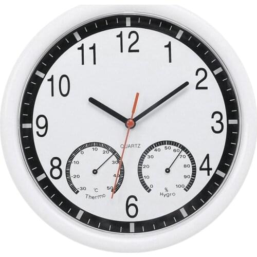 Quartz Stone Clock Silent Wall Clock Accurate Thermometer Humidity Indoor Outdoor Pool Patio