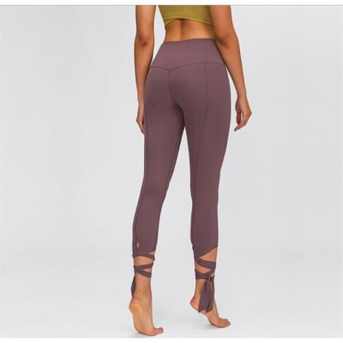 High Waist Naked-feel Workout Sport Tights Bandage Leggings Women Buttery-soft Squat Proof Yoga Pants Fitness Gym Workout