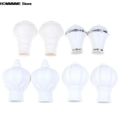 HOT! 2Pcs Multiple Sizes Curtain Rod Cap Finials Plastic Vintage Drapery Rail Ends Plastic
