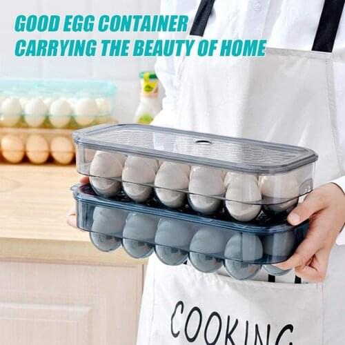 Egg Tray with Lid,16 Grids Egg Storage Tray,Stackable Egg Storage Box with Coverd,for Refrigerator Kitchen Cabinet