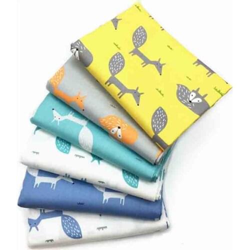 Mylb 6pcs/lot New Fox Series Cotton Fabric,Patchwork Cloth,DIY Baby&Child Sewing Quilting Fat Quarters Material