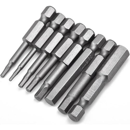 8pcs Hex Key Allen Bits Set Quick Connect Impact Driver Power Drill Metric Silver 1/4" Magnetic handle
