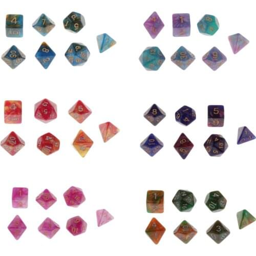 7 Pieces Polyhedral Dice Set for Role Playing Game DND D&D and Math Teaching - Select Colors