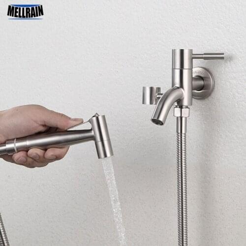 Wall mounted toilet double function bidet faucet pressure boost bidet sprayer with single cold faucet set thread 1/2"
