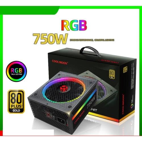New Original PSU For COOLMOON Full Modular 80plus Gold PC Game Mute Power Supply RGB 750W