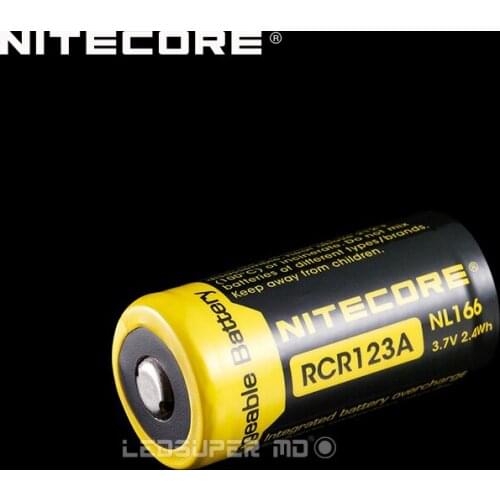 2PCS Original Nitecore NL166 RCR123A Rechargeable Li-ion Battery with 650mAh 3.7V 2.4Wh