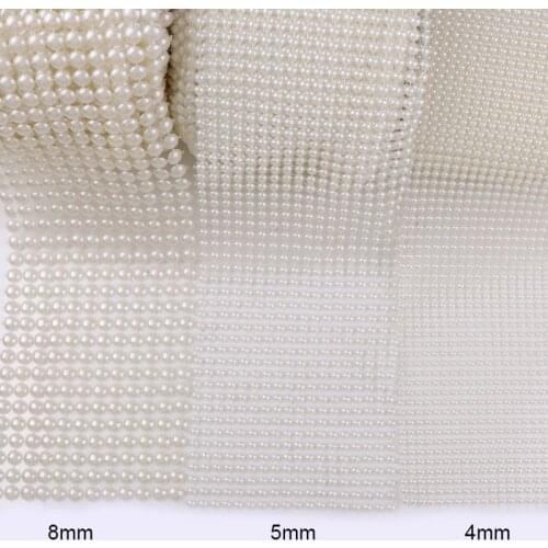 4mm,5mm,8mm 1 Yard 12/18/24 Rows Ivory Half Round ABS Plastic Pearl Beads Chain DIY Garland Wedding Party Decoration