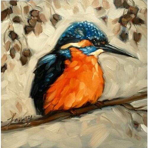 Hand painted China factory funny modern animal birds oil painting Wall Art for Living Room Decorations