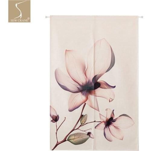Bouquets of Hawaii Tropical Magnolia Lotus Flower Japanese Noren Door Curtain Decorative Doorway Drapes Room Divider