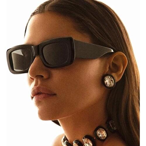 Unisex Fashion Rectangle Ladies Square Sunglasses Women Fashion Brand Big Frame Black Sun Glasses Female Lady Eyeglass Shades