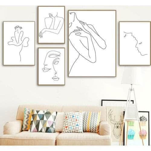 Modern Minimalist Black and White Art Figures Lines Decorative Canvas Painting Living Room Bedroom Cuadros Decoracion Salon