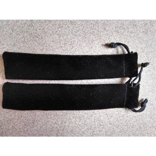 SPECIAL SALE 100pcs black velvet drawstring bag 3.5*17cm velvelt fountain pen bag jewelry bag free shipping for lipstick