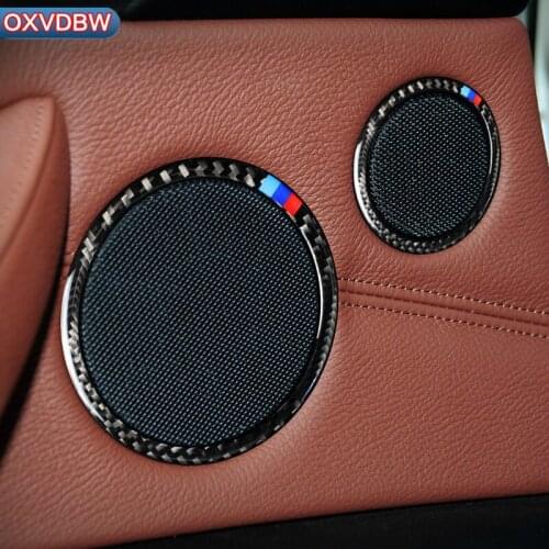Styling car audio Carbon Fiber speaker door loudspeaker trim sticker cover for bmw F15 F16 E70 E71 X5 X6 Decorative circle ring