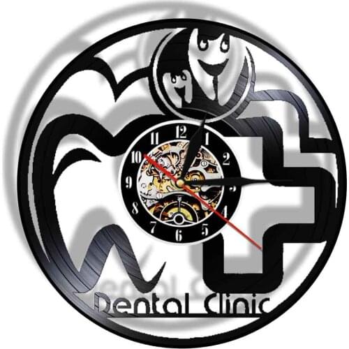 Dental Practitioners Clinic Vinyl CD Disc Wall Clock Stomatological Hospital Orthodontics LED Watch Dentist Bussiness Sign