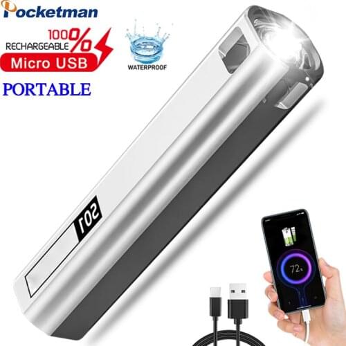 Outdoor Mini Portable Flashlight Torch Lanterna Can Be Used As Power Bank With USB Cable With Battery Camping Fishing Lamp Light