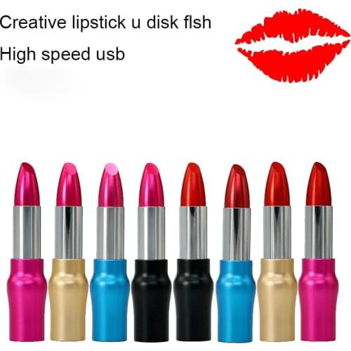 Real Capacity 32GB Pendrive Metal Lipstick USB Flash Drive 4GB 8GB 16GB 32GB 64GB PendriveThumb Drives Flash Card Memory Storage