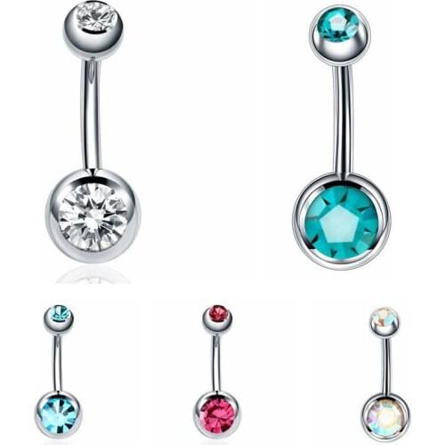 Utimtree 5PCS/lot Fashion Stainless Steel Navel Rings Jewelry Cubic Zircon Belly Button Ring Piercings Ombligo 14G Wholesale
