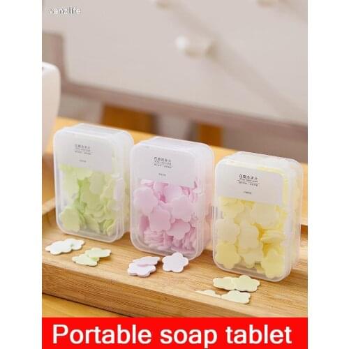 Vanzlife Portable piece of soap to wash your hands of paper schoolchildren one-time take travel with mini petals soap box