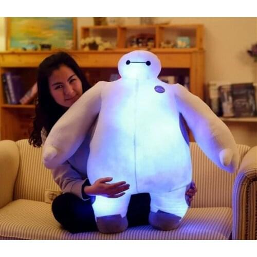[ Funny ] Very cute 60cm light & sound Big Hero 6 music Baymax stuffed Plush toy Full fill doll model soft pillow kids baby gift