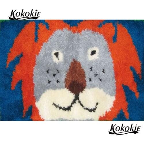 Latch hook diy rug canvas lion printing carpet 3d vloerklee tapijt foamiran for needlework accessories knooppakket crochet tapis