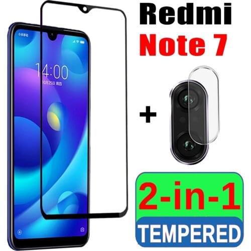 2in1 protective glass on for xiaomi redmi note 7 note7 not screen protector ksiomi readmi cam with camera lens glas redminote7