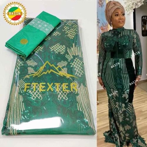 Green Top Quality Double French Lace Original French Net Tulle Fabric With Embroidered And Sequins For All Occasion Dresses Lace