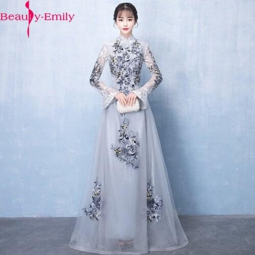 Long Women Evening Dress Floral Embroidery Lace Mesh High Neck Maxi Formal Party Dresses Celebrity Wedding Party Dress 2020